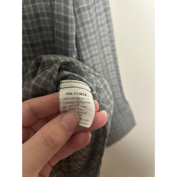 Billy Reid Shirt Mens Standard Fit Flannel Collared Button Up Plaid Gray Sz Med - Picture 3 of 5